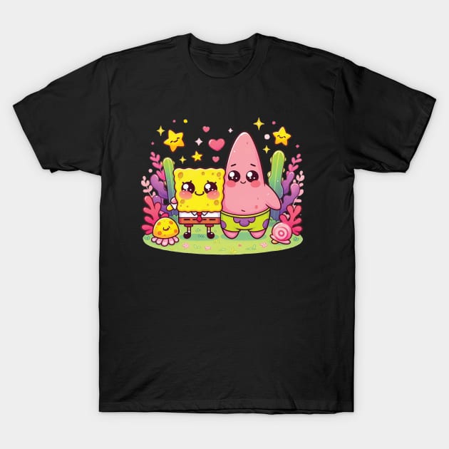 Cute Sponge Bob and Patrick T-Shirt by The Art-Mart